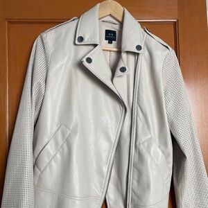 A/X Armani Exchange 100% Lambskin Leather Biker Jacket